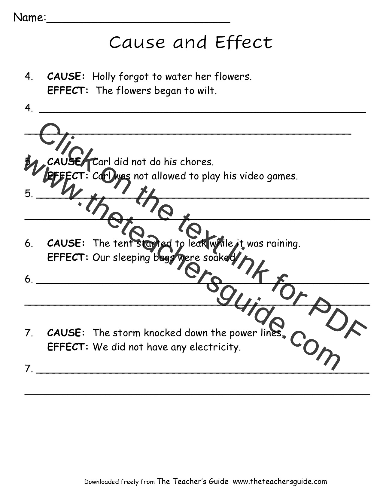 Cause And Effect Worksheets From The Teacher s Guide