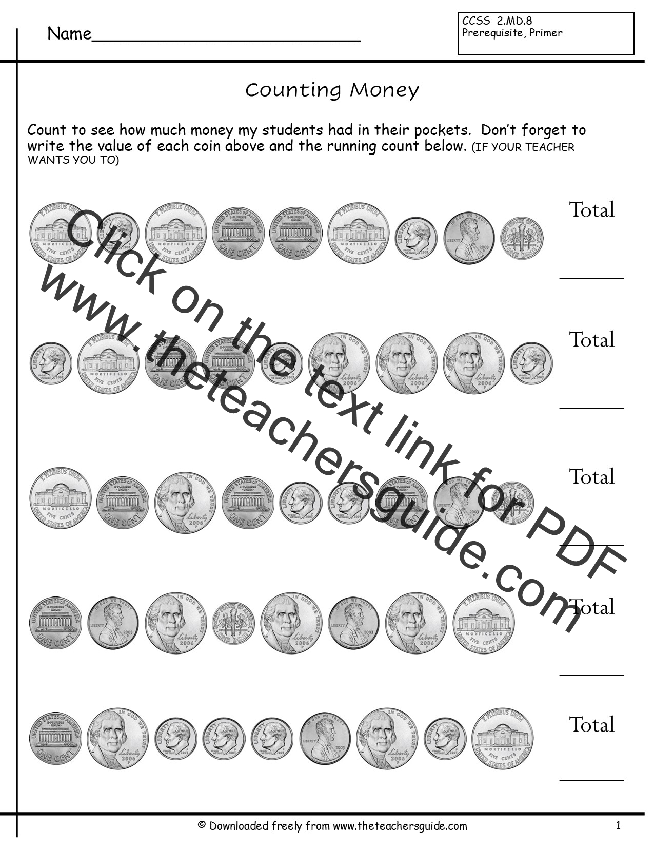 Counting Coins Worksheets From The Teacher s Guide