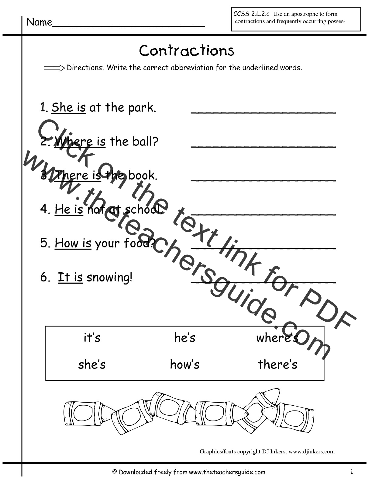 Contractions Worksheets From The Teacher s Guide