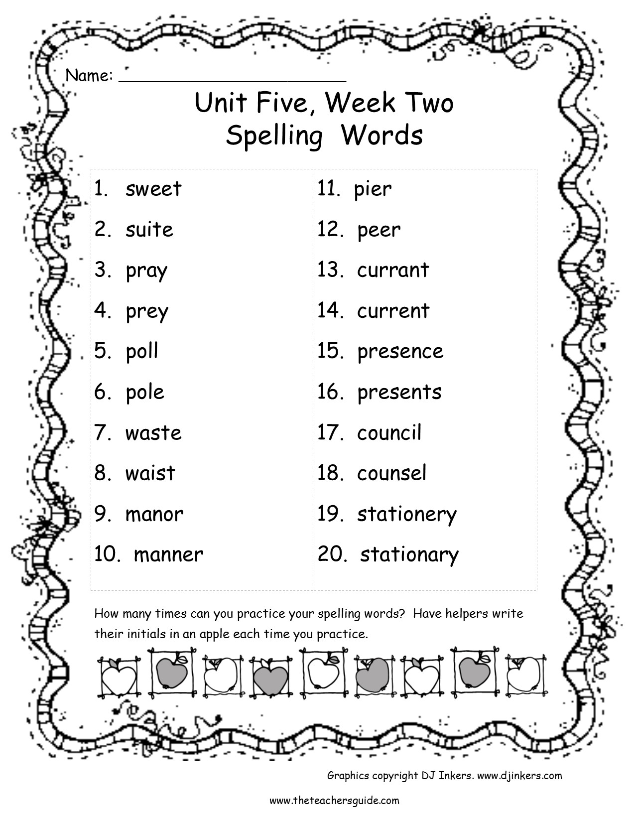 Spelling Words For 4th Grade Free