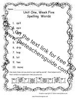 first grade wonders unit one week five spelling words