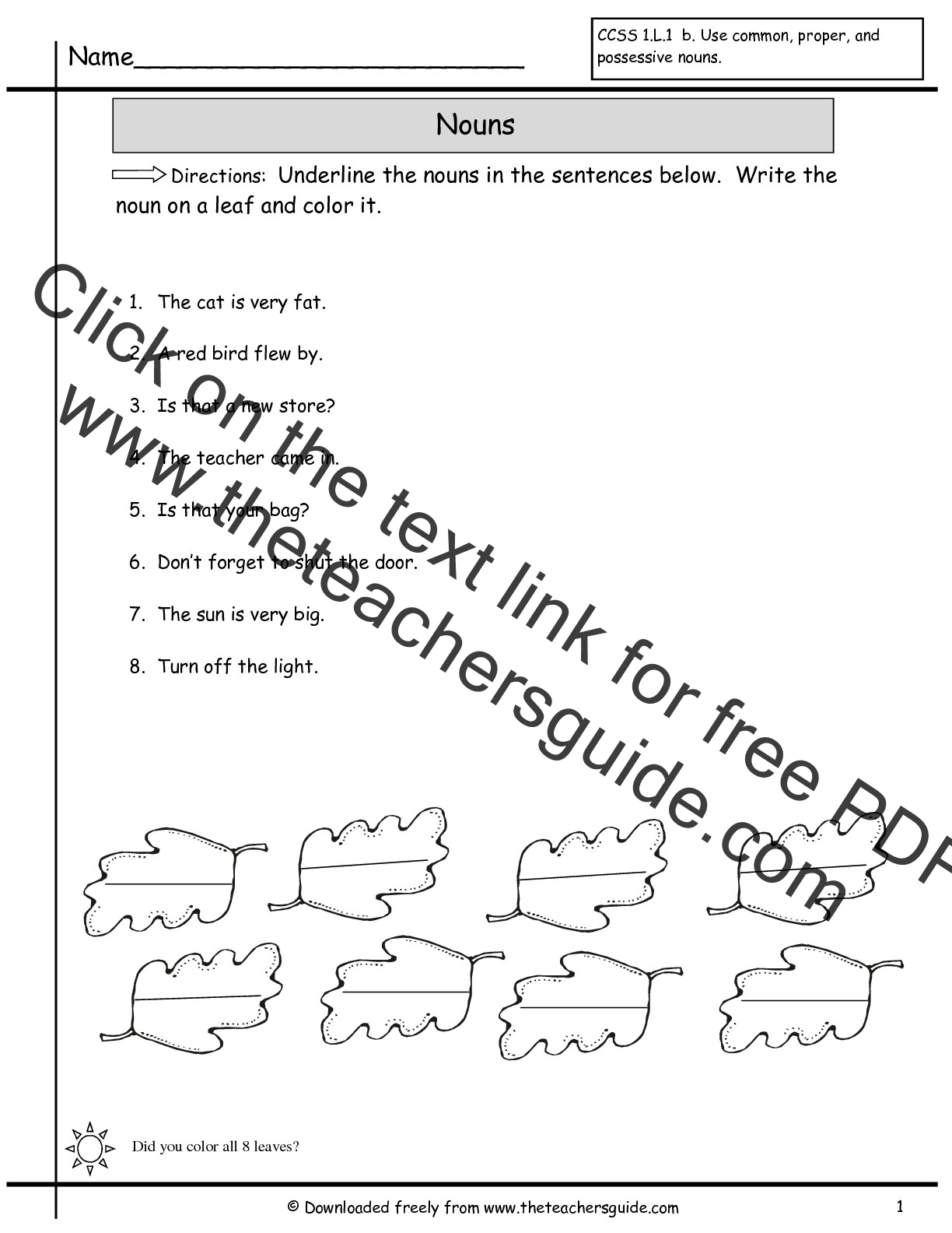 first grade noun worksheets all kids network