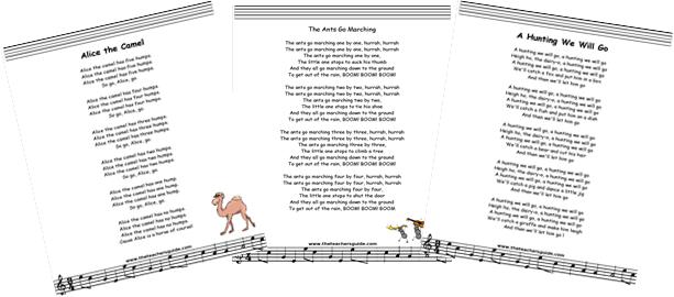 Children's Songs Lyrics, Midis, Printouts, and Videos from The