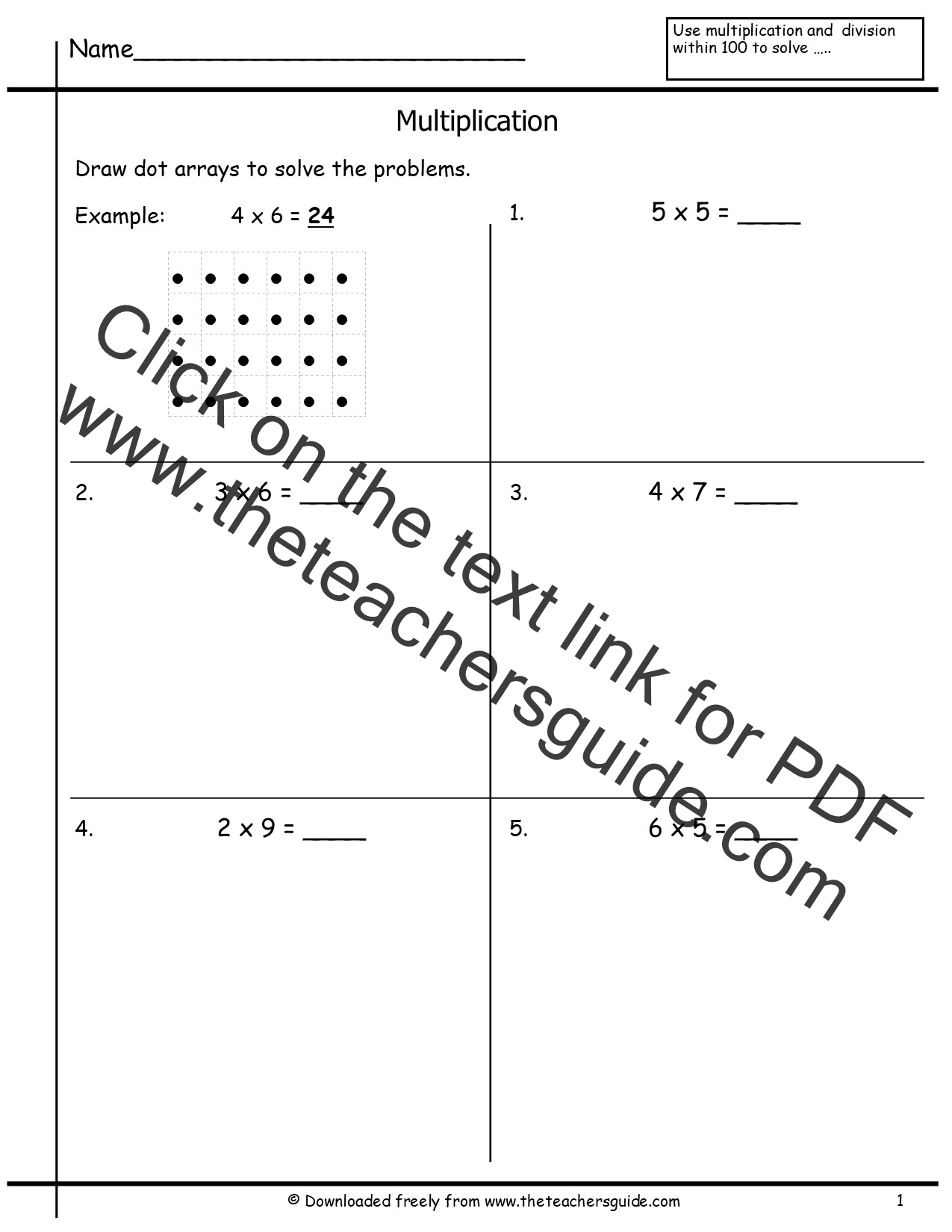 Multiplication Array Worksheets From The Teacher s Guide