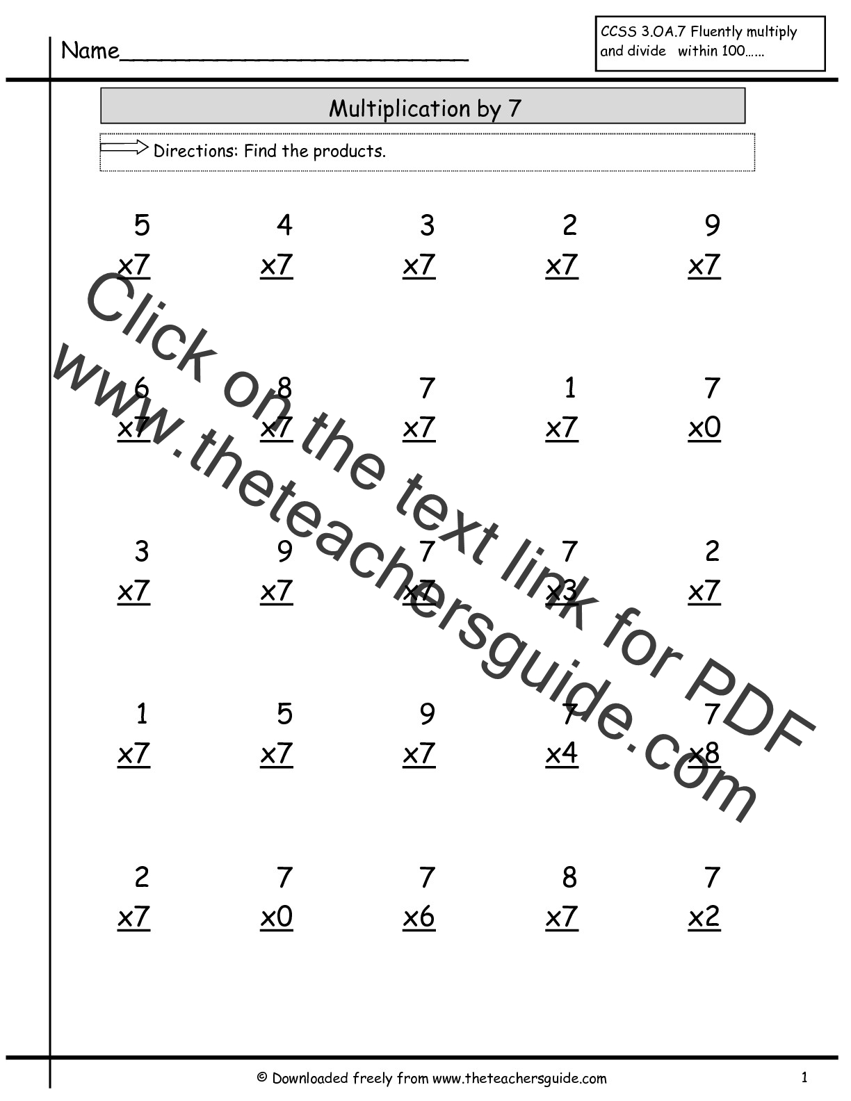  Multiplication Facts Worksheets From The Teacher s Guide