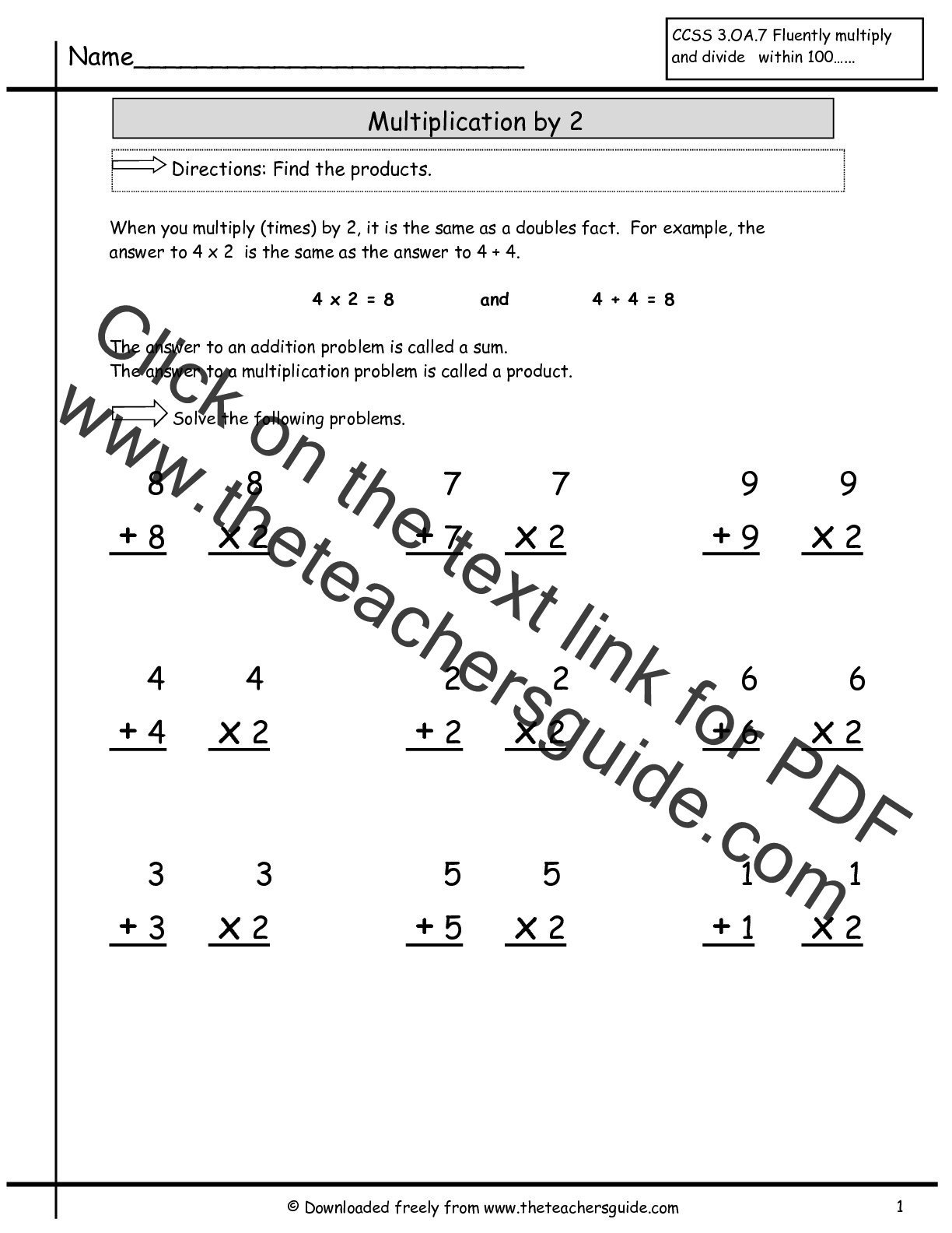 Multiplication Facts Worksheets From The Teacher s Guide