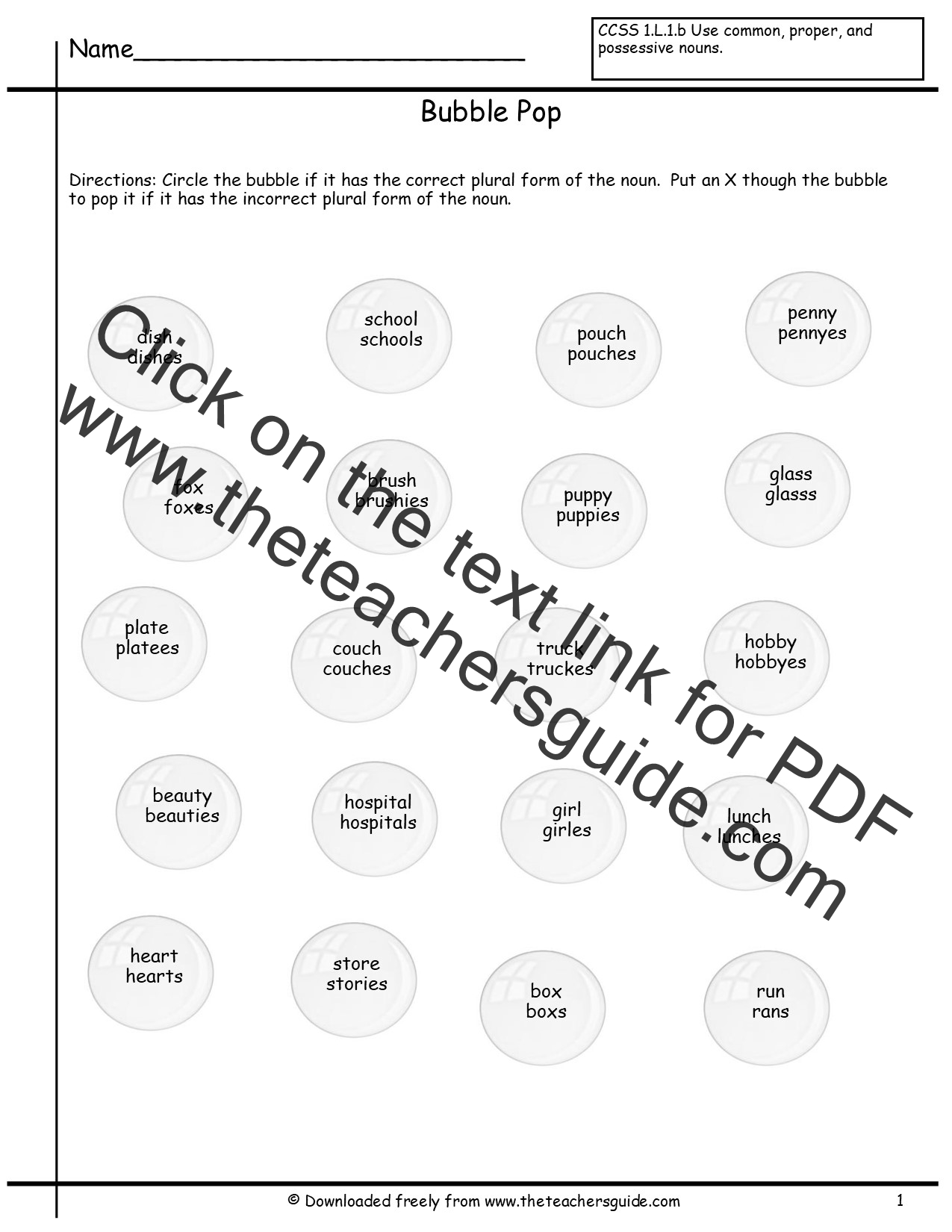 Singular And Plural Nouns Worksheets From The Teacher s Guide