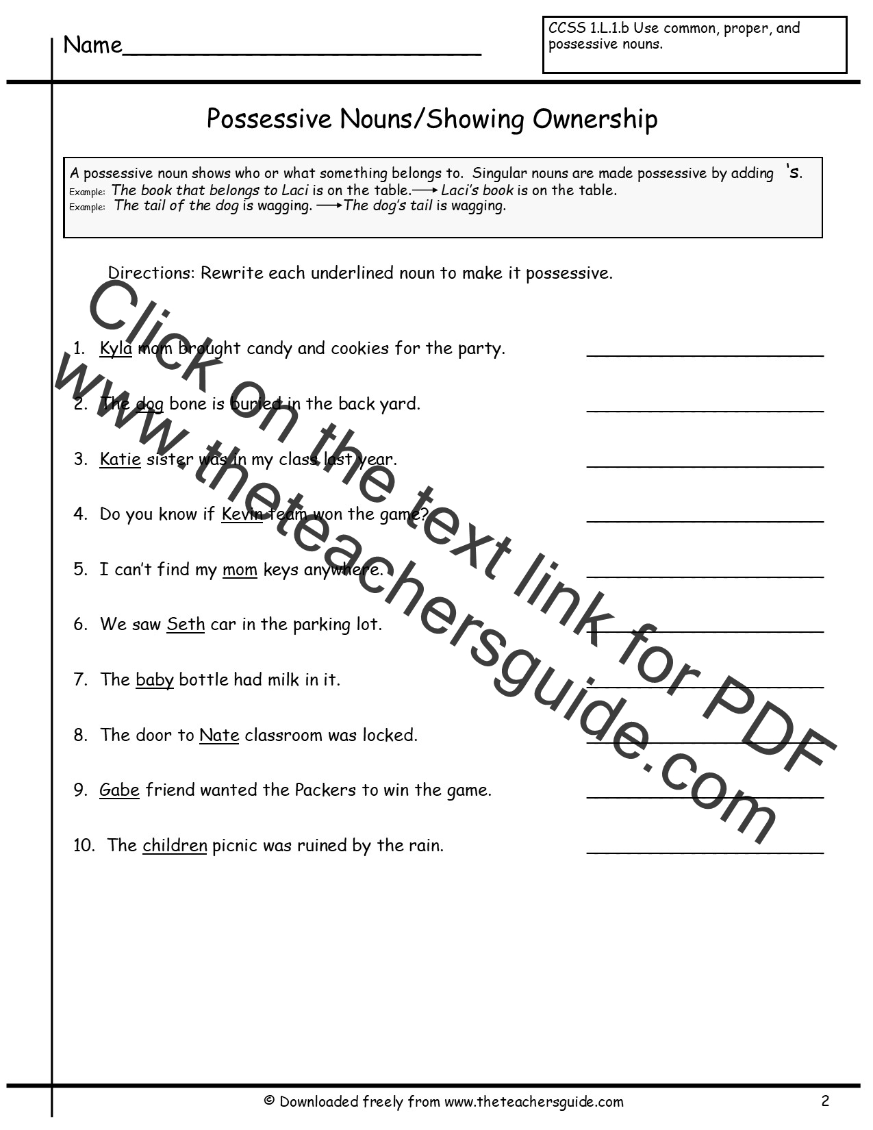 Possessive Nouns Worksheets From The Teacher s Guide