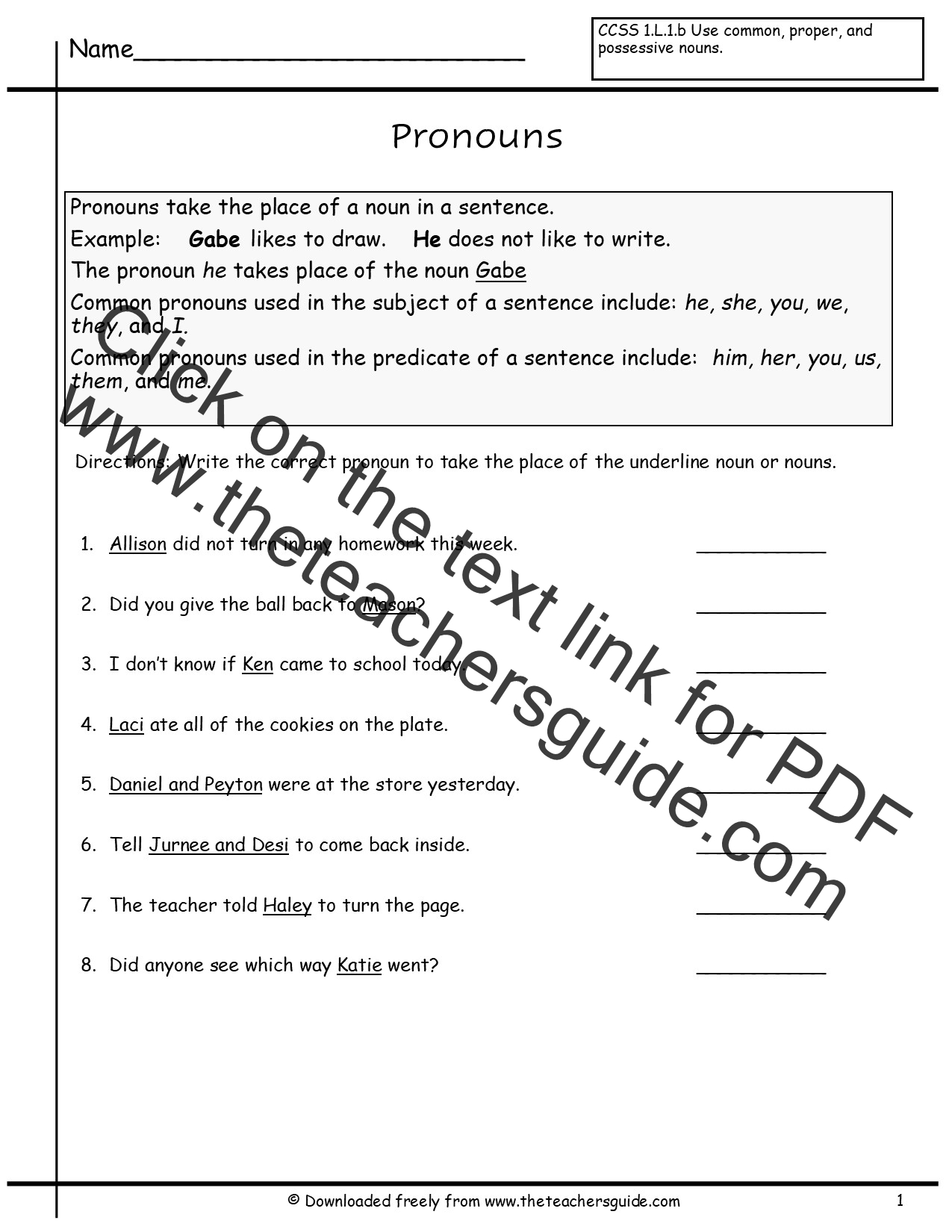 Nouns And Pronouns Worksheets Reflexive Pronouns Ex Les English 