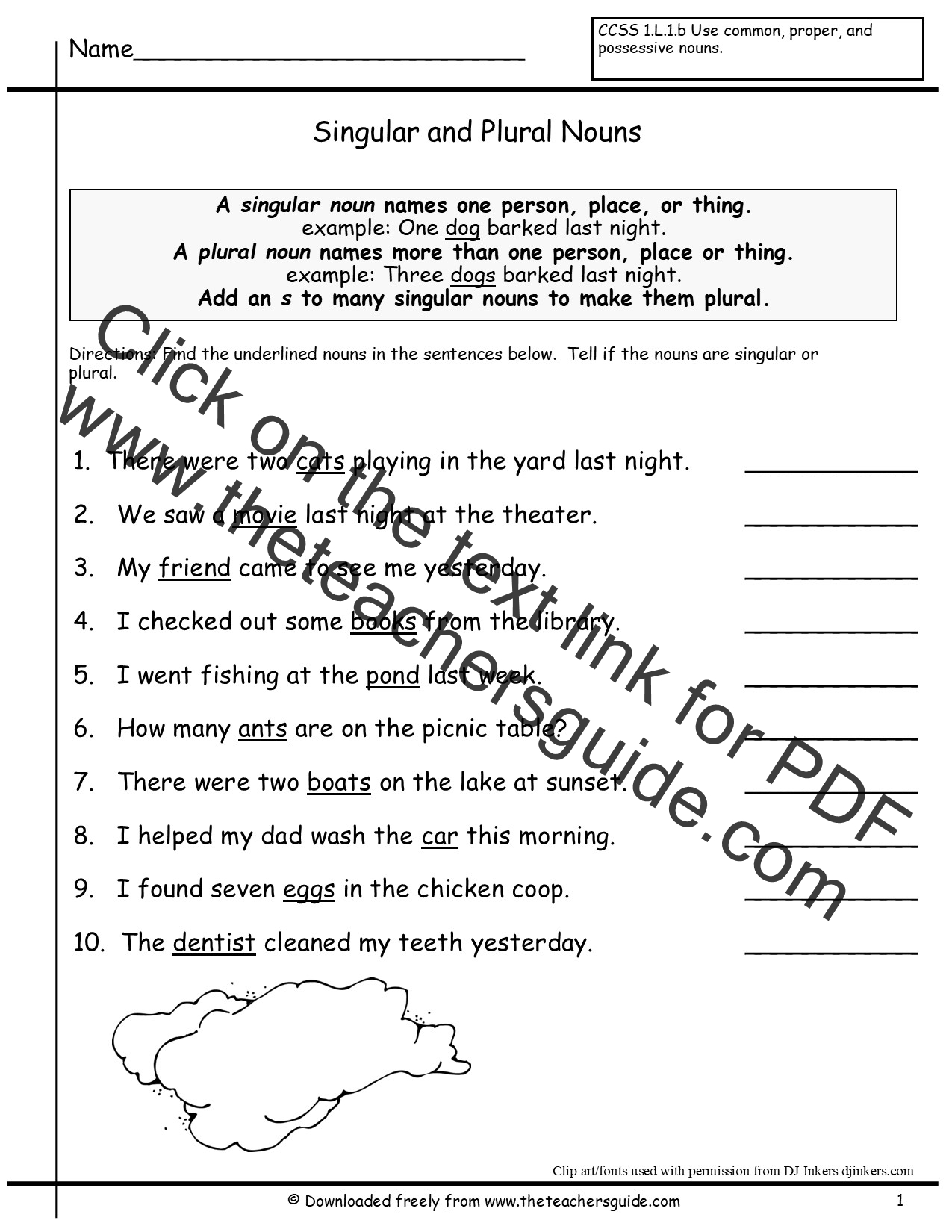 Singular And Plural Nouns Worksheets From The Teacher s Guide