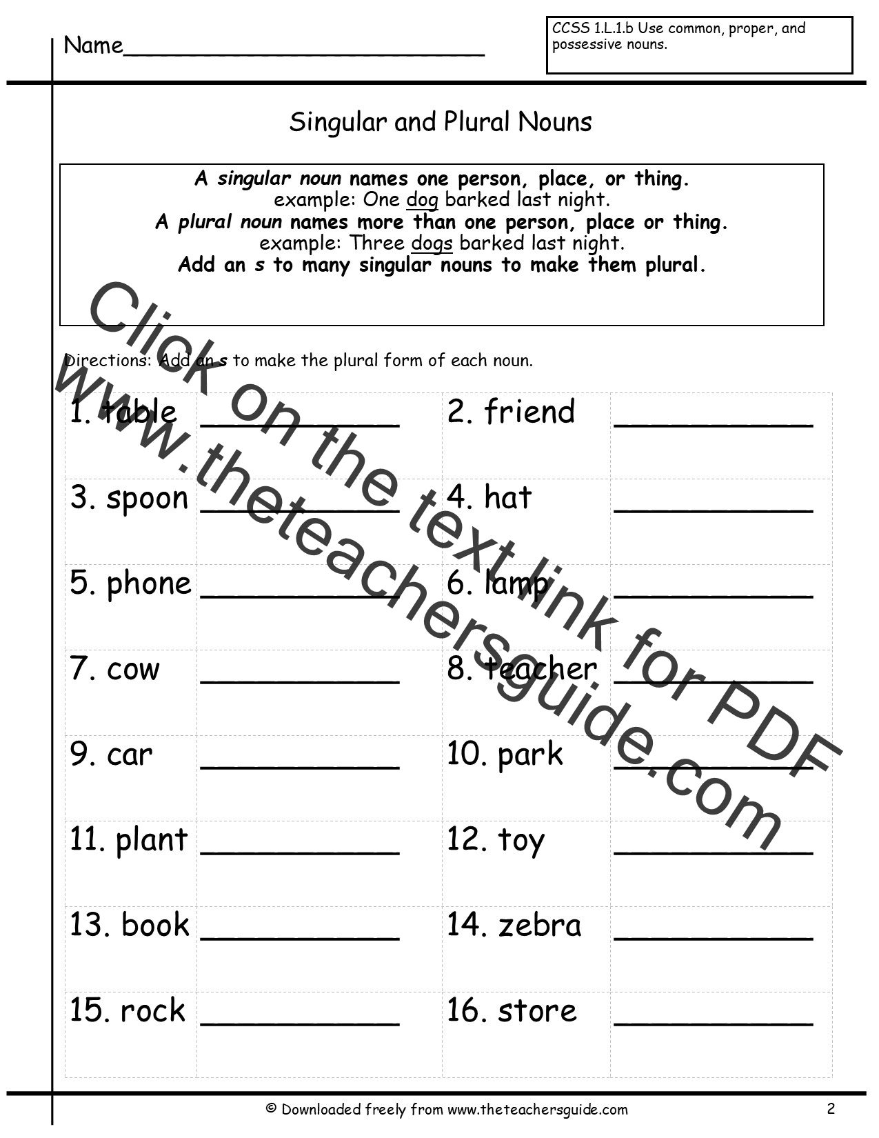 Adding A S Singular To Plural Worksheets