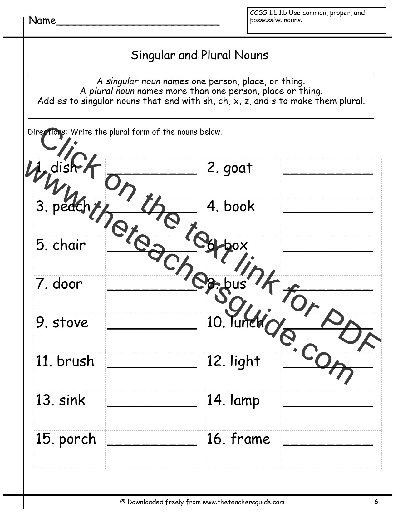 Singular And Plural Nouns Worksheets From The Teacher s Guide