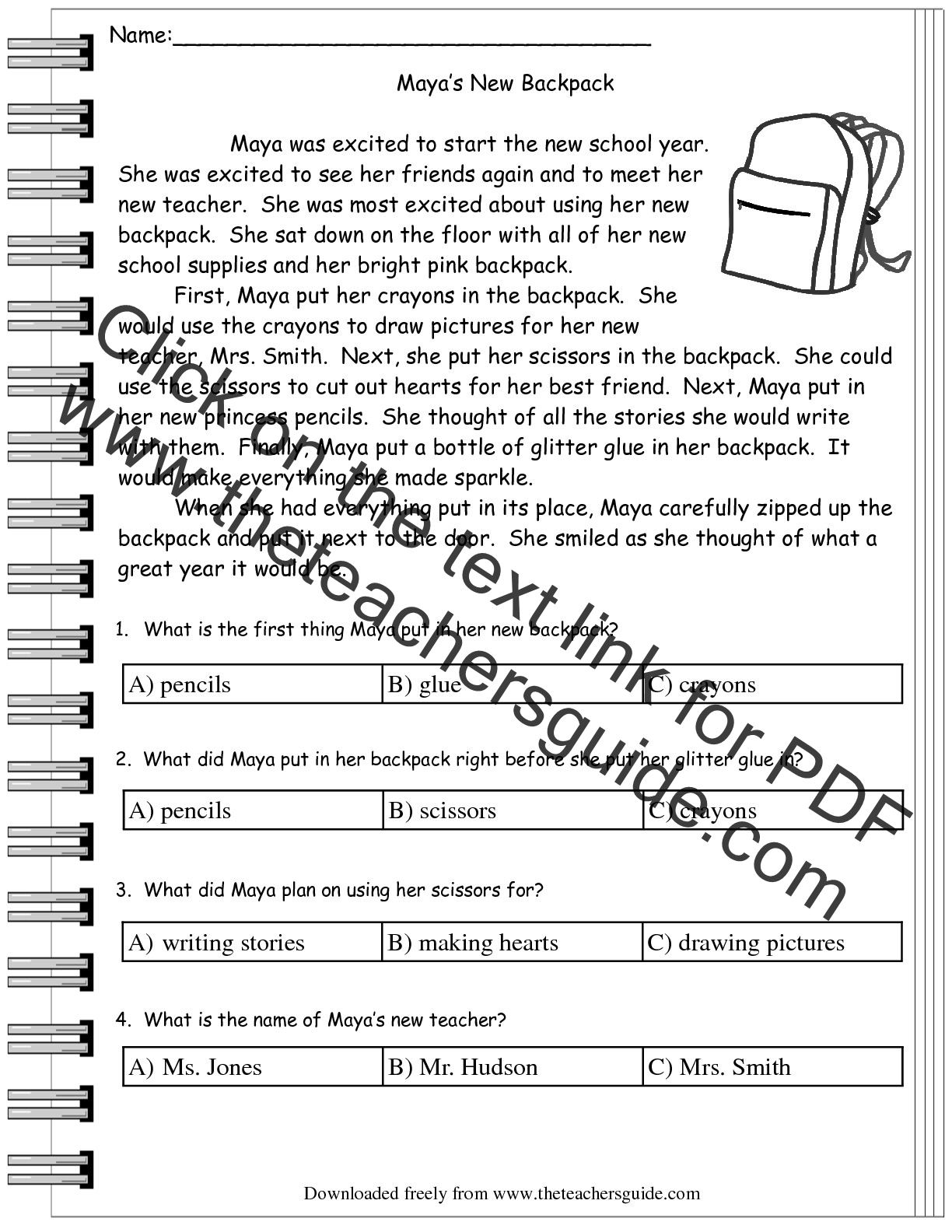 Free 5th Grade Reading Comprehension Worksheets Multiple Choice