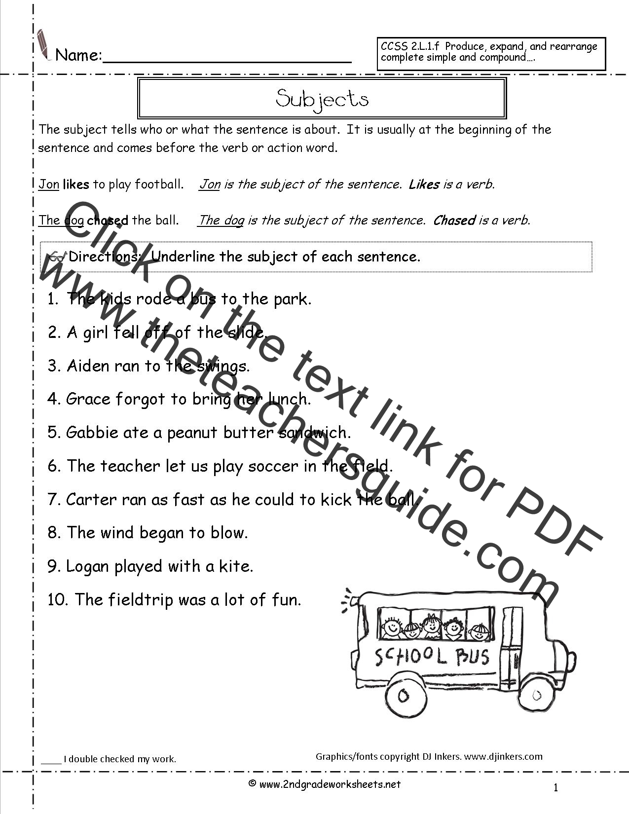 Sentences Worksheets From The Teacher s Guide