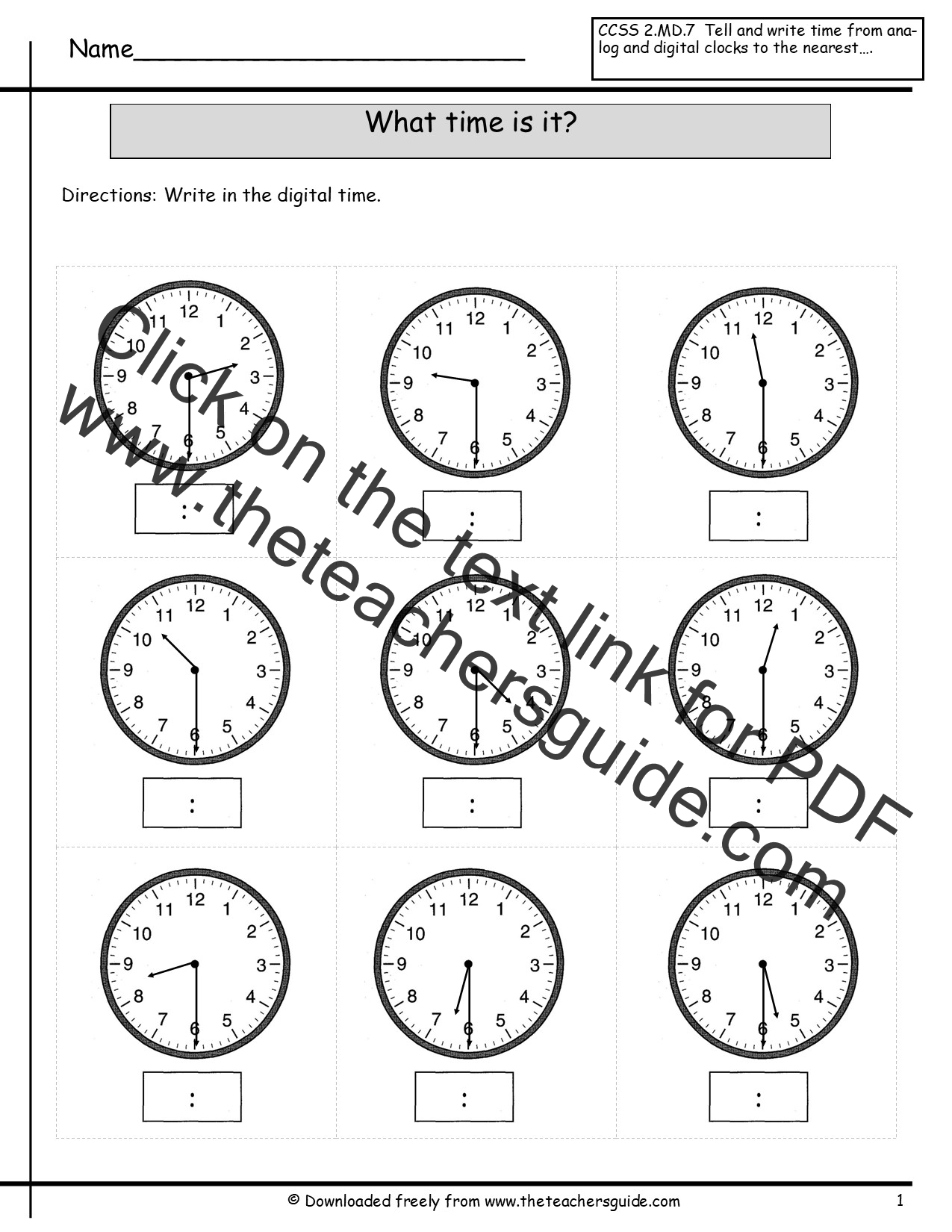Teacher's Telling time The telling Time from Guide worksheet Worksheets in