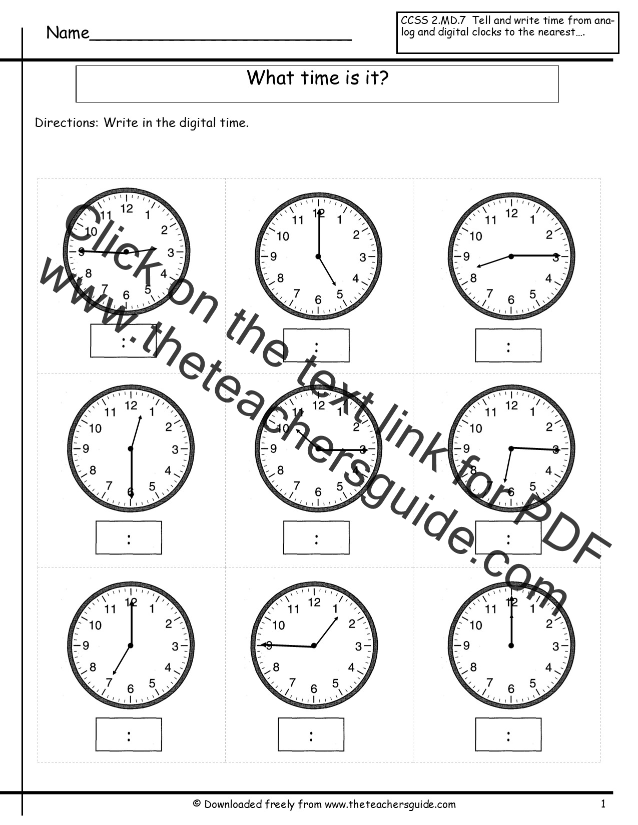 Telling Time Worksheets From The Teacher s Guide