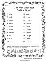 third grade wonders unit four week four spelling words list