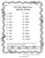 mcgraw hill wonders third grade unit one week four spelling words