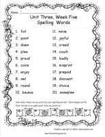 mcgrawhill wonders third grade unit three week five spelling words
