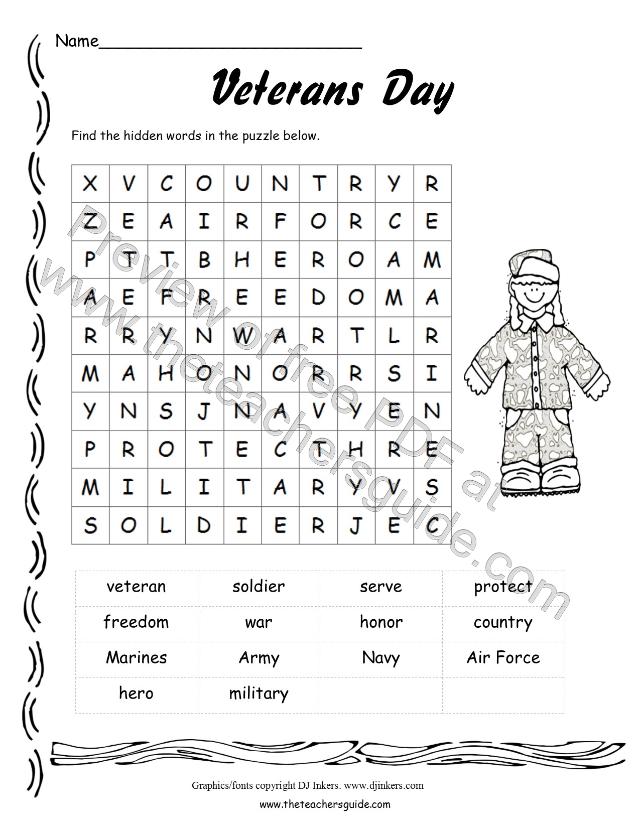 Free Printable Veterans Day Activities For Students Printable Templates