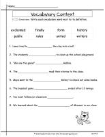 wonders second grade unit five week five printout vocabulary in context