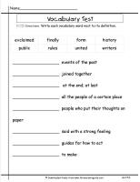 wonders second grade unit five week five printout vocabulary test
