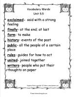wonders second grade unit five week five printout vocabulary words