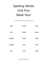 wonders unit five week four printouts spelling words cards