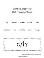 wonders unit five week four printouts high frequency words cards