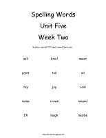 wonders unit five week two printout spelling cards