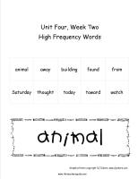 wonders unit four week three printout high frequency words cards