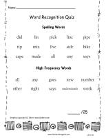 wonders unit one week five spelling words quiz