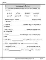 wonders unit one week one vocabulary words in context printout
