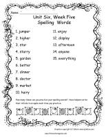 wonders second grade unit six week five printouts  spelling words