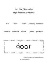 second grade wonders unit six week one printouts high frequency words cards