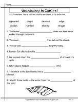second grade wonders unit six week one printouts vocabulary context