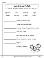 second grade wonders unit six week one printouts vocabulary matching