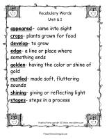 second grade wonders unit six week one printouts vocabulary words