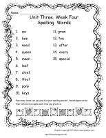 second grade wonders unit three week four spelling words