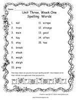 wonders second grade unit three week one spelling words