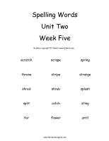 wonders 2nd grade unit two week five spelling words card