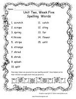 wonders 2nd grade unit two week five spelling words printout