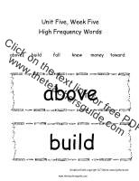 first grade wonders unit five week five printouts high frequency words cards
