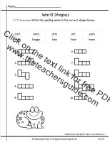 wonders first grade unit five week one printout spelling word shapes