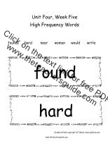 wonders first grade unit four week five printout high frequency words cards