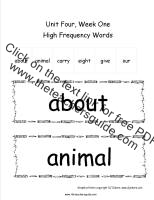 first grade wonders unit four week one printout high frequency words cards