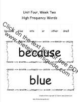 wonders first grade unit four week two printout high frequency words cards