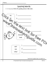 wonders first grade unit four week two printout spelling words abc order