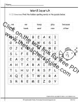 wonders first grade unit four week two printout spelling word search