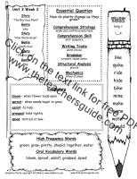 first grade wonders unit 3 week 2 weekly outline